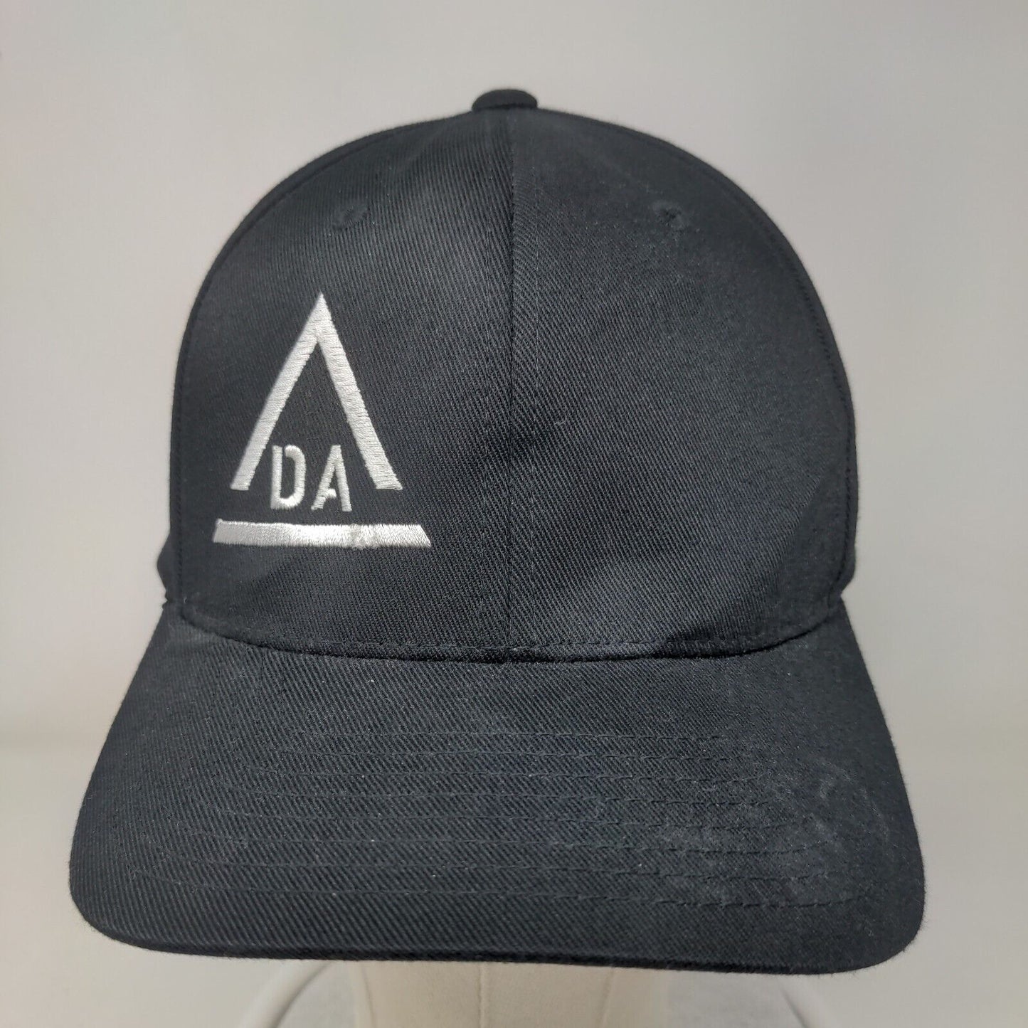 DA Triangle Fitted Hat Black L/XL Embroidered Logo Flexfit Yupoong