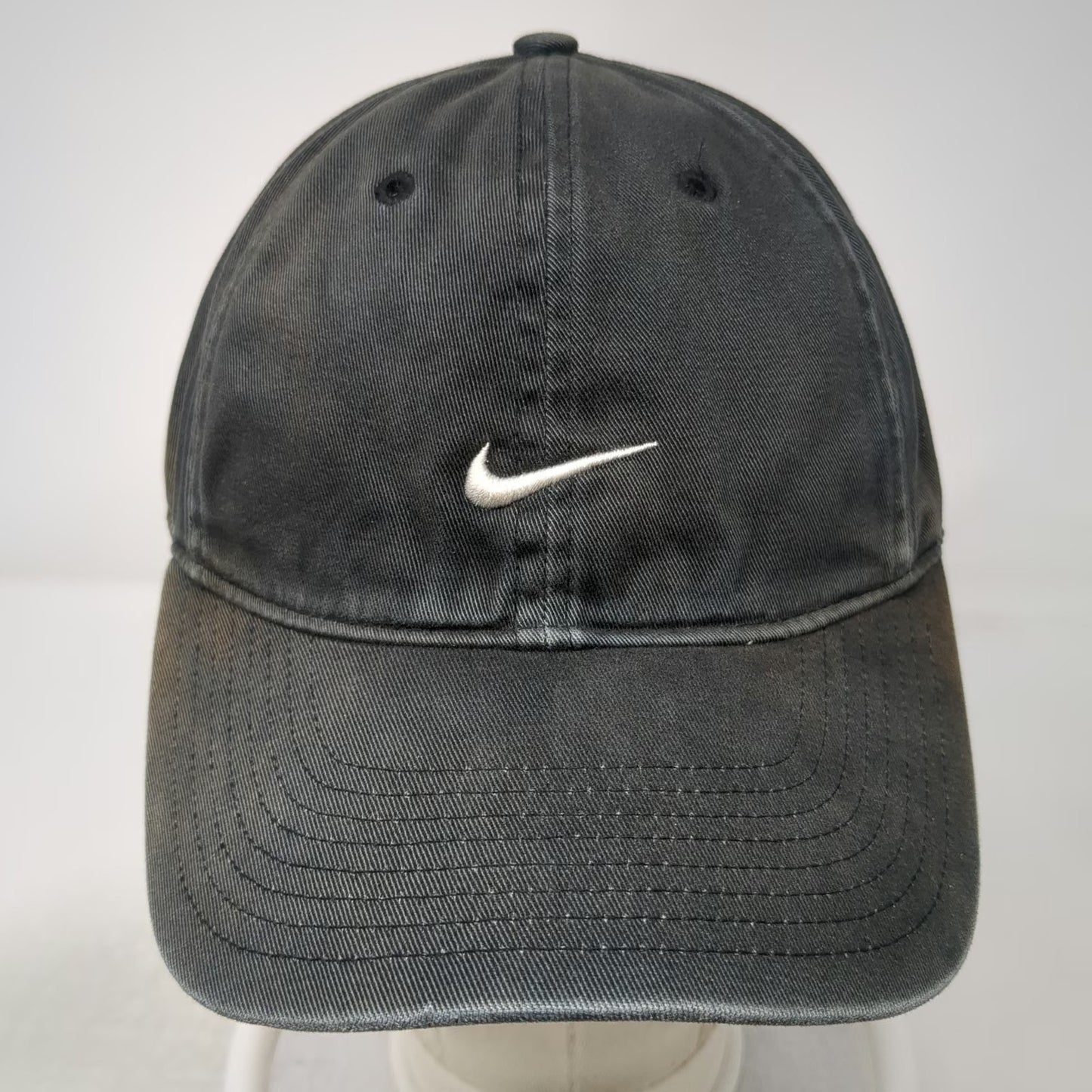 Nike Baseball Cap Black Embroidered Swoosh Slideback Hat Vintage Gray Tag