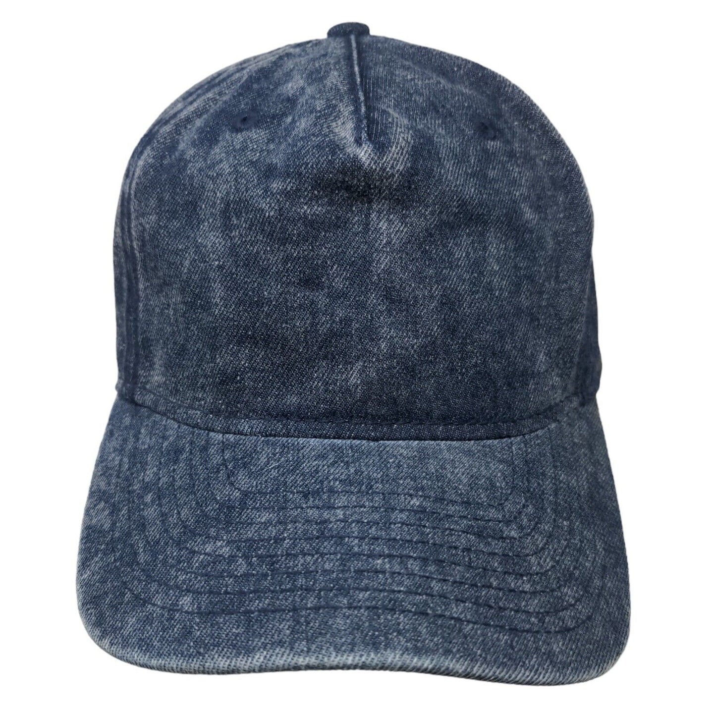 No Boundaries Snapback Hat Blue One Size Adjustable Vented Holes Denim Blank