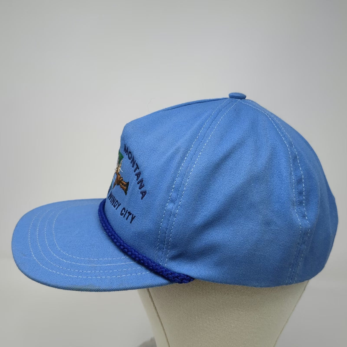 U-GRIN 5 Panel Blue One Size Hat Livingston Montana Other Windy City Rope Strap