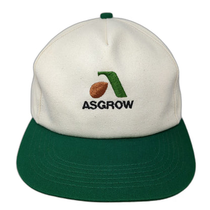 K-Products 5 Panel Hat White Green OSFM Asgrow Seed Snapback Made in USA Farm