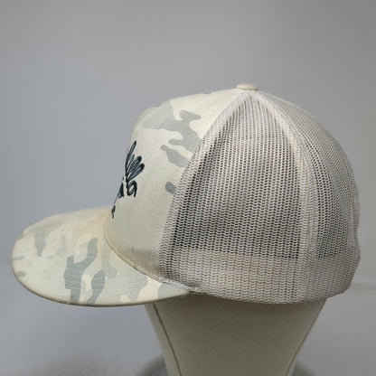 Armadillo Hat Co. Trucker White Gray One Size Camo Mesh Snapback Feather Logo