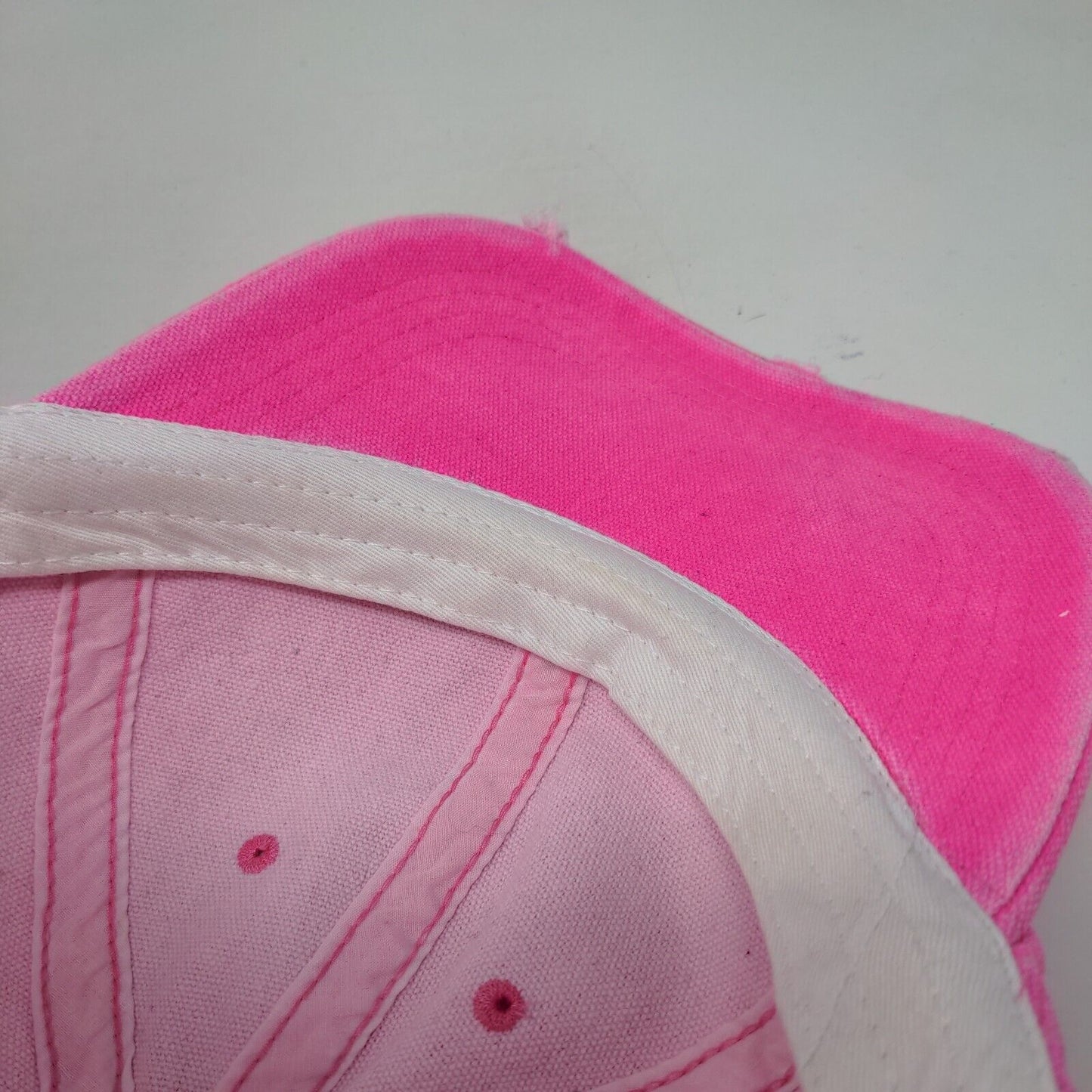 Unbranded Slideback Hat Pink One Size Adjustable Vented Holes Distressed Blank