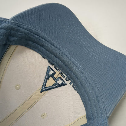 Ascend Baseball Cap Hat Blue Beige One Size Embroidered Logo Strapback Cotton