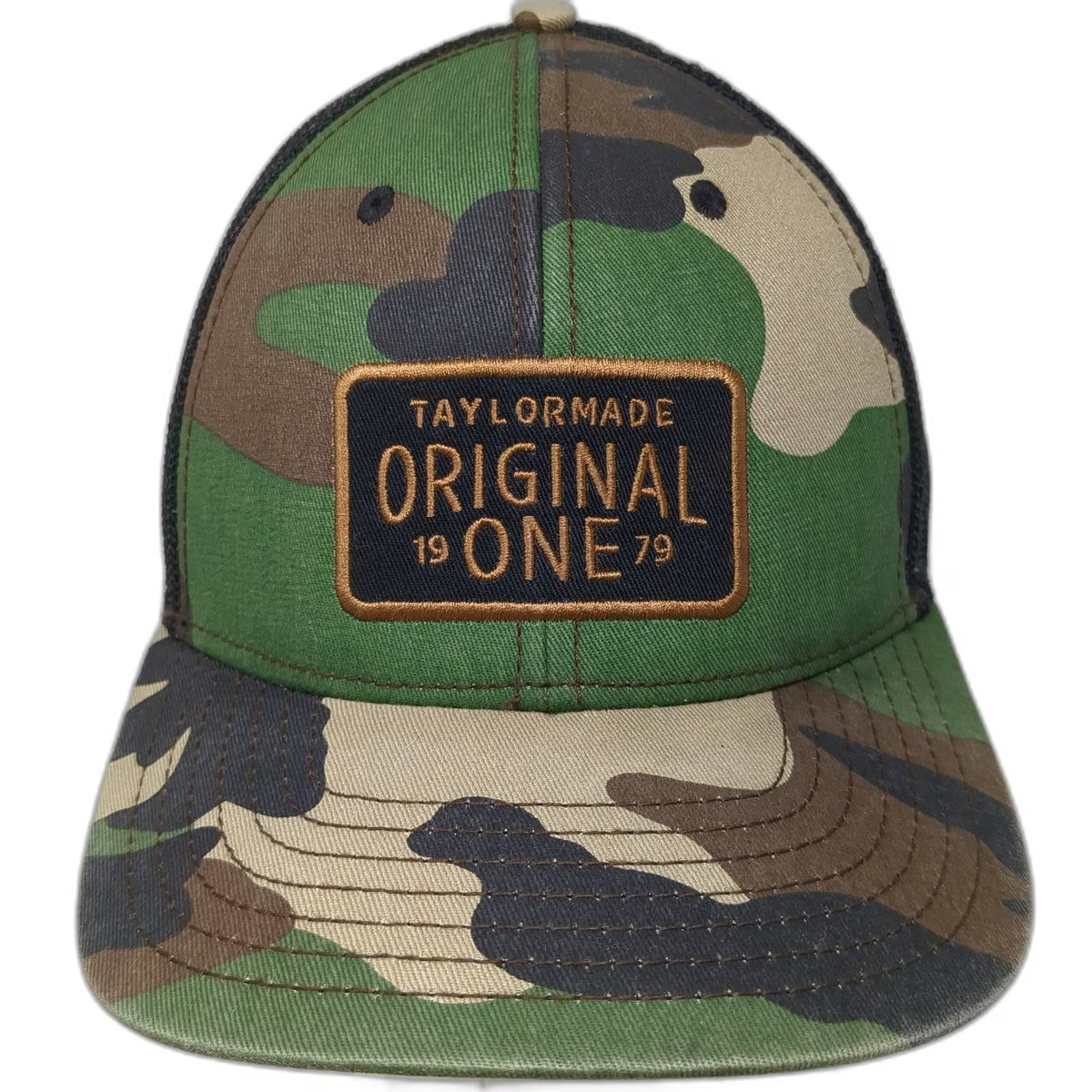 TaylorMade Original 1 Trucker Hat Green Camo Snapback One Size Mesh Golf Patch