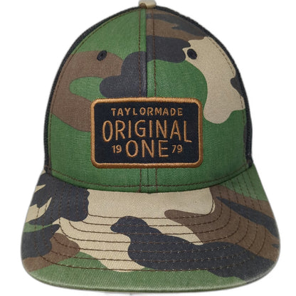 TaylorMade Original 1 Trucker Hat Green Camo Snapback One Size Mesh Golf Patch