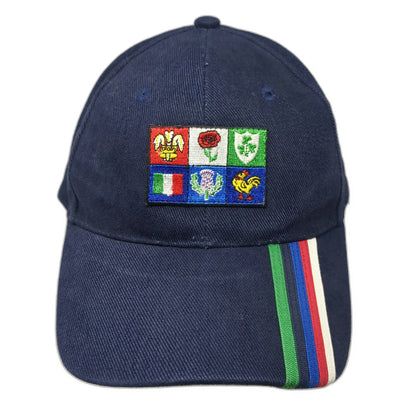 Lansdowne Baseball Cap Blue One Size Six Nations Rugby Patch Stripes Hat Cotton