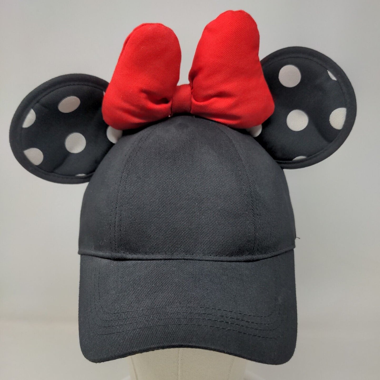 Disney Parks Women's Snapback Hat Minnie Mouse Ears Cap Black Bow