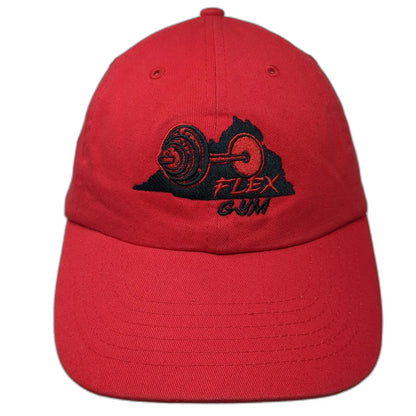 Red Baseball Cap One Size Flex Gym Barbell Virginia Embroidery Slideback Hat