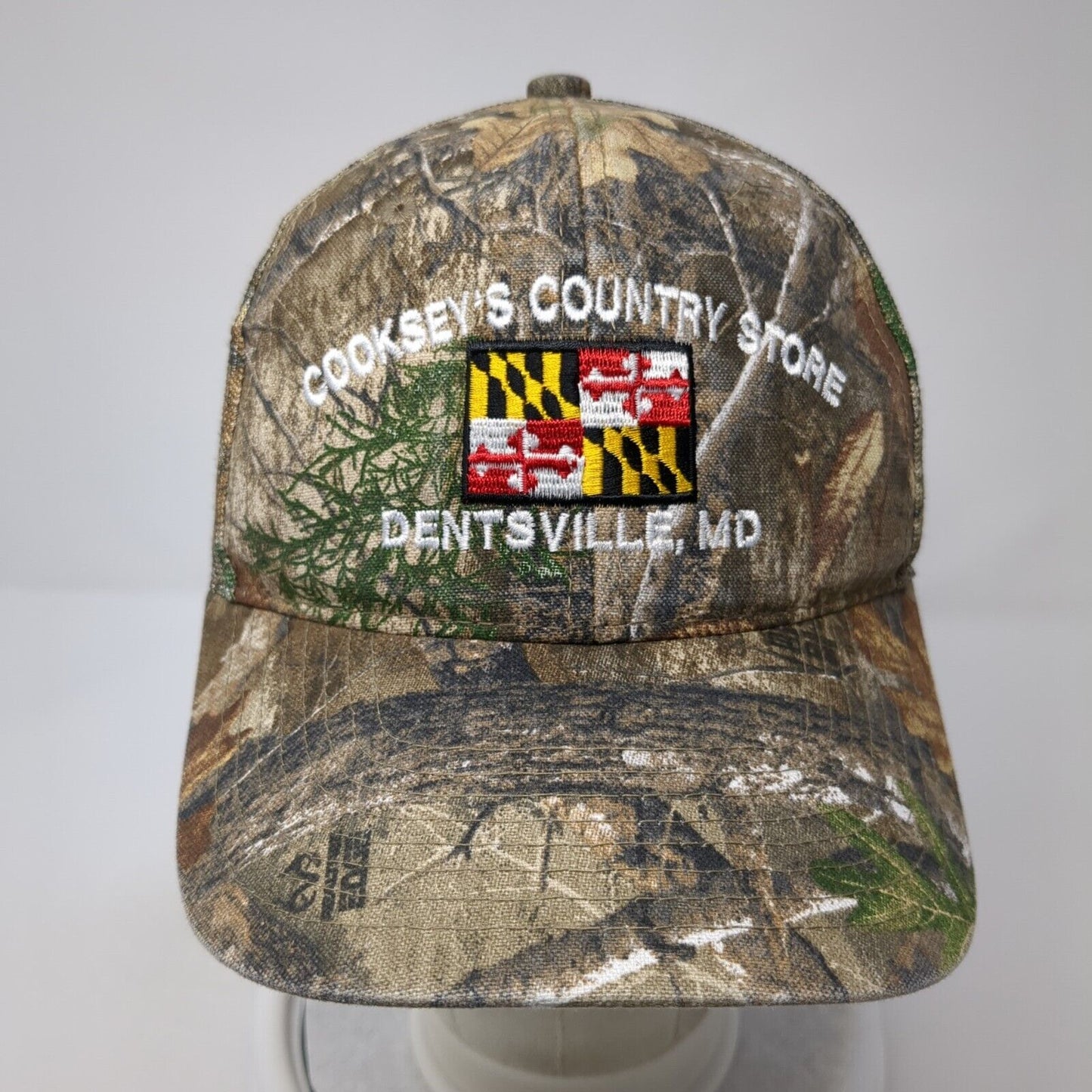 Cookseys Country Store Dentsville MD Strapback Trucker Hat Camo OS Mesh Realtree