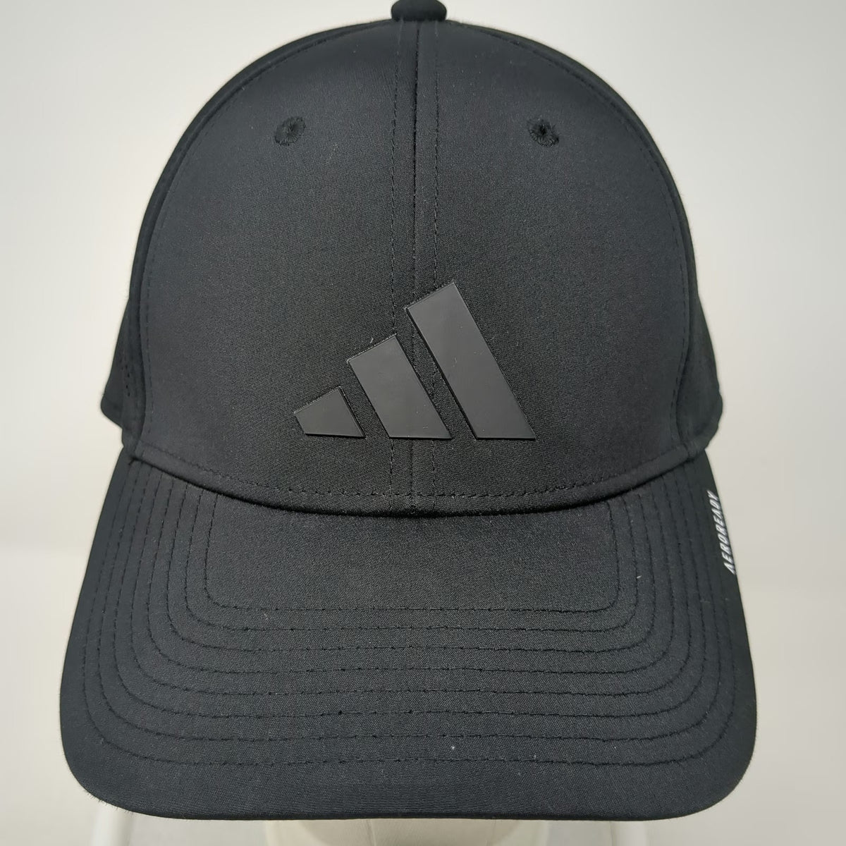 Adidas Baseball Cap Black XL AEROREADY Perforated Stretch Fit 3-Bar Logo Hat