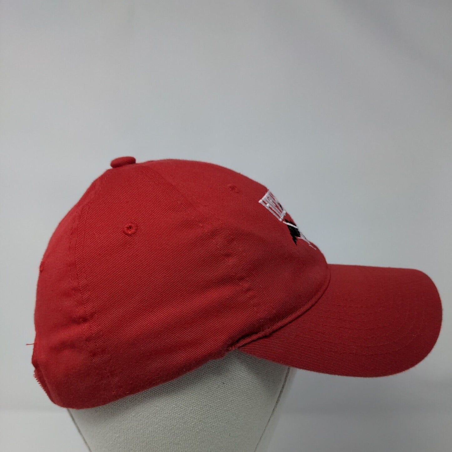 Heise Zip Strapback Hat Red OSFA Adjustable Embroidered Solid 6 Panel