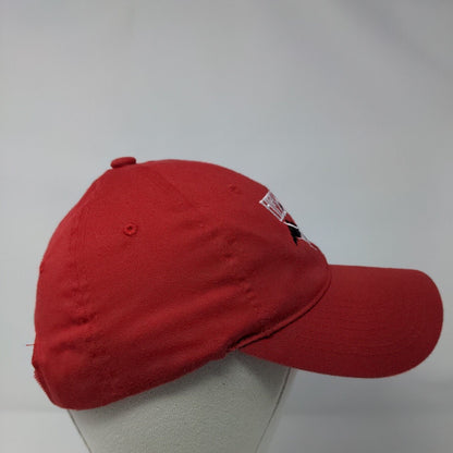 Heise Zip Strapback Hat Red OSFA Adjustable Embroidered Solid 6 Panel
