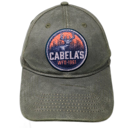 Cabela's Snapback Hat Green One Size Deer Buck Patch WFO 1961 Hunting Outdoors