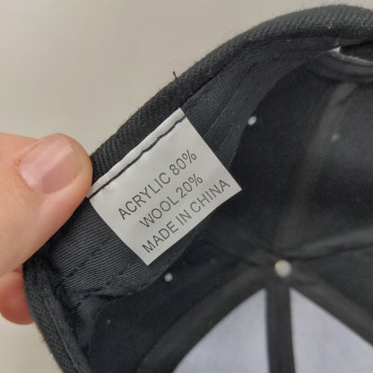 Unbranded Strapback Hat Black One Size 6 Panel Vent Holes Blank Solid