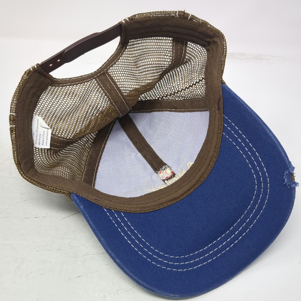 Trucker Hat Blue Brown One Size Angry Orchard Hard Cider Mesh Distressed Logo