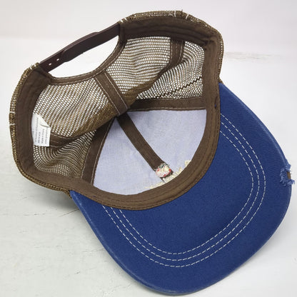 Trucker Hat Blue Brown One Size Angry Orchard Hard Cider Mesh Distressed Logo