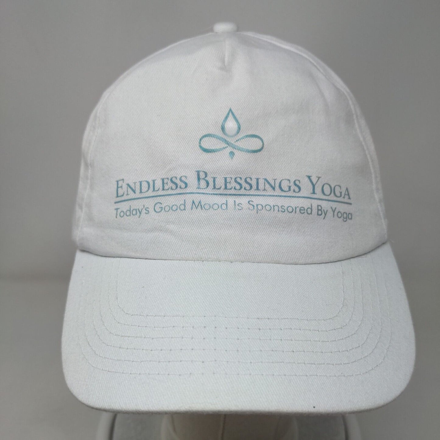 Endless Blessing Yoga Slideback Hat White One Size Adjustable Vented Holes