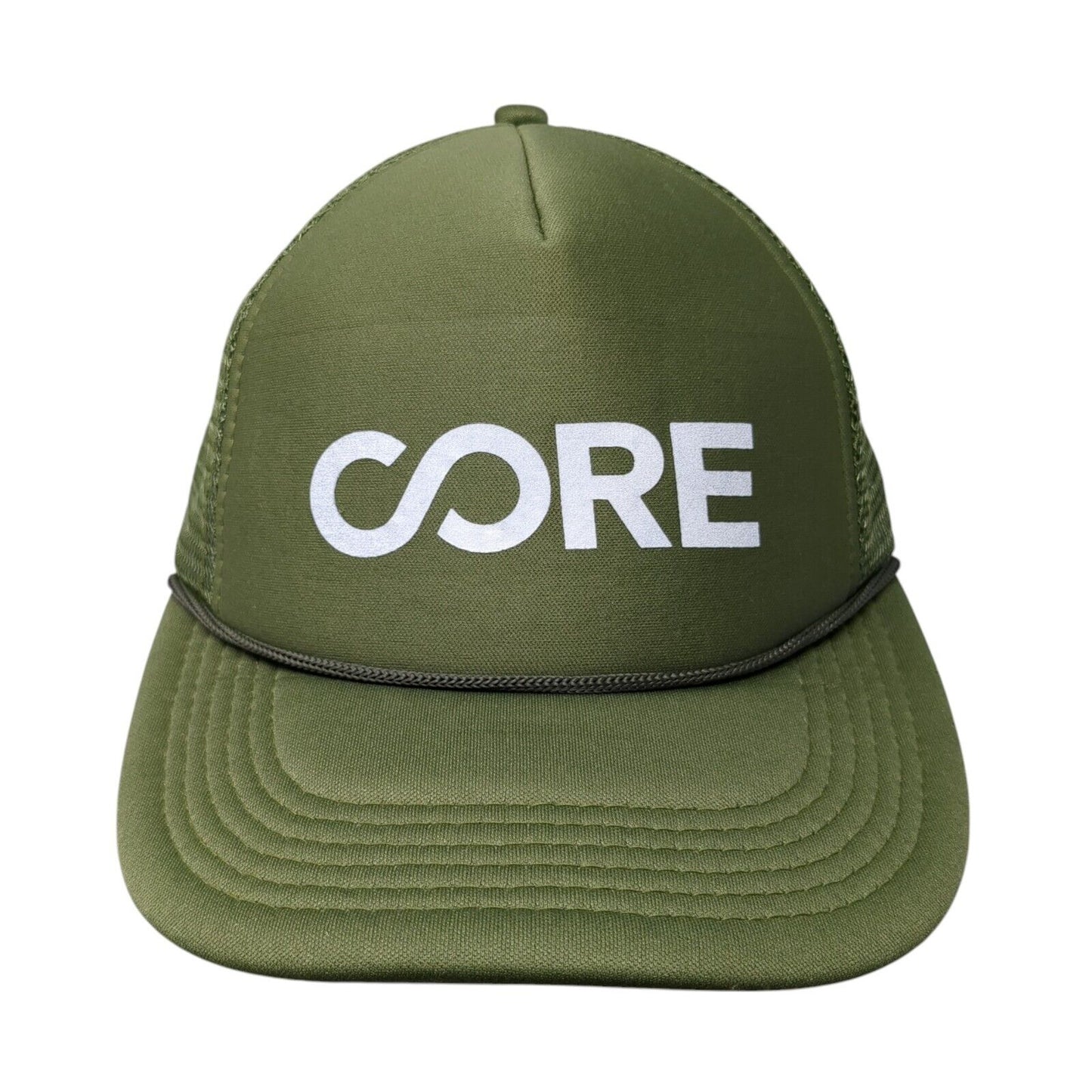 CORE Snapback Trucker Hat Green One Size Adjustable Mesh Back Rope Polyester