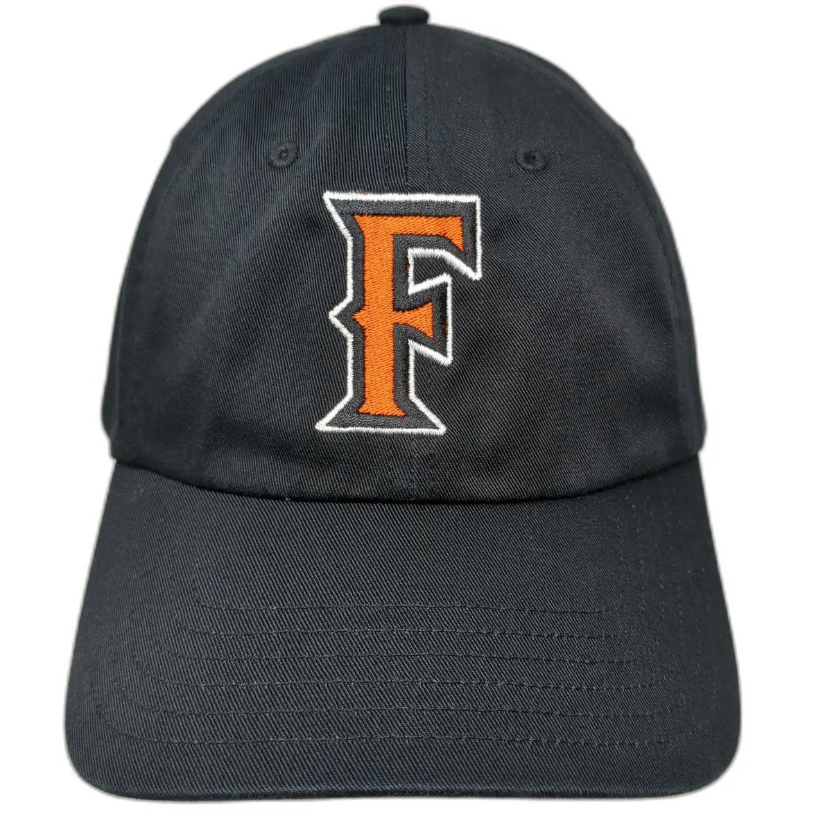 Under Armour Baseball Cap Black Orange White OSFM Slideback Letter F Logo Hat