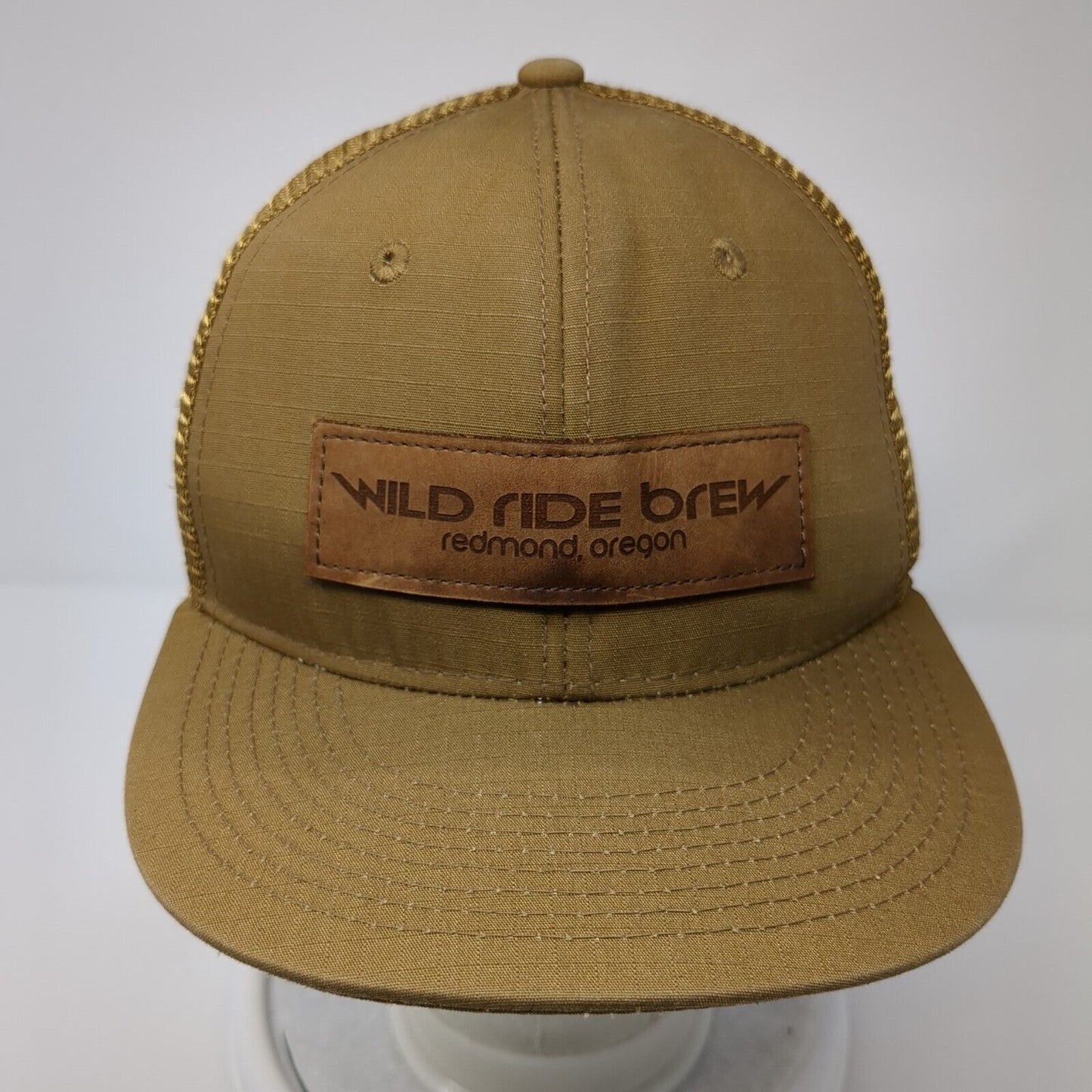 Wild Ride Brew Redmond Oregon Snapback Trucker Hat Brown OS Adjustable Mesh Back