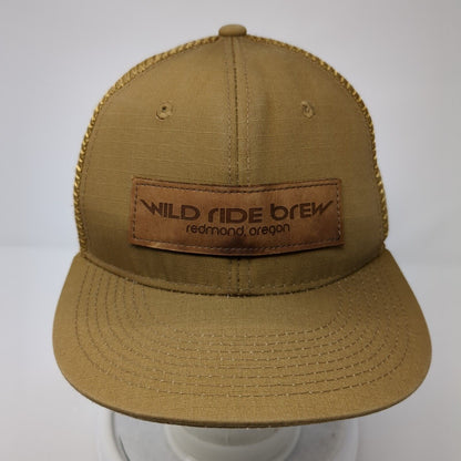 Wild Ride Brew Redmond Oregon Snapback Trucker Hat Brown OS Adjustable Mesh Back