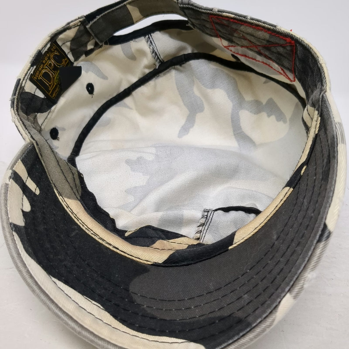 Dorfman Pacific Army Cap White Gray Black Camo One Size Distressed Strapback Hat