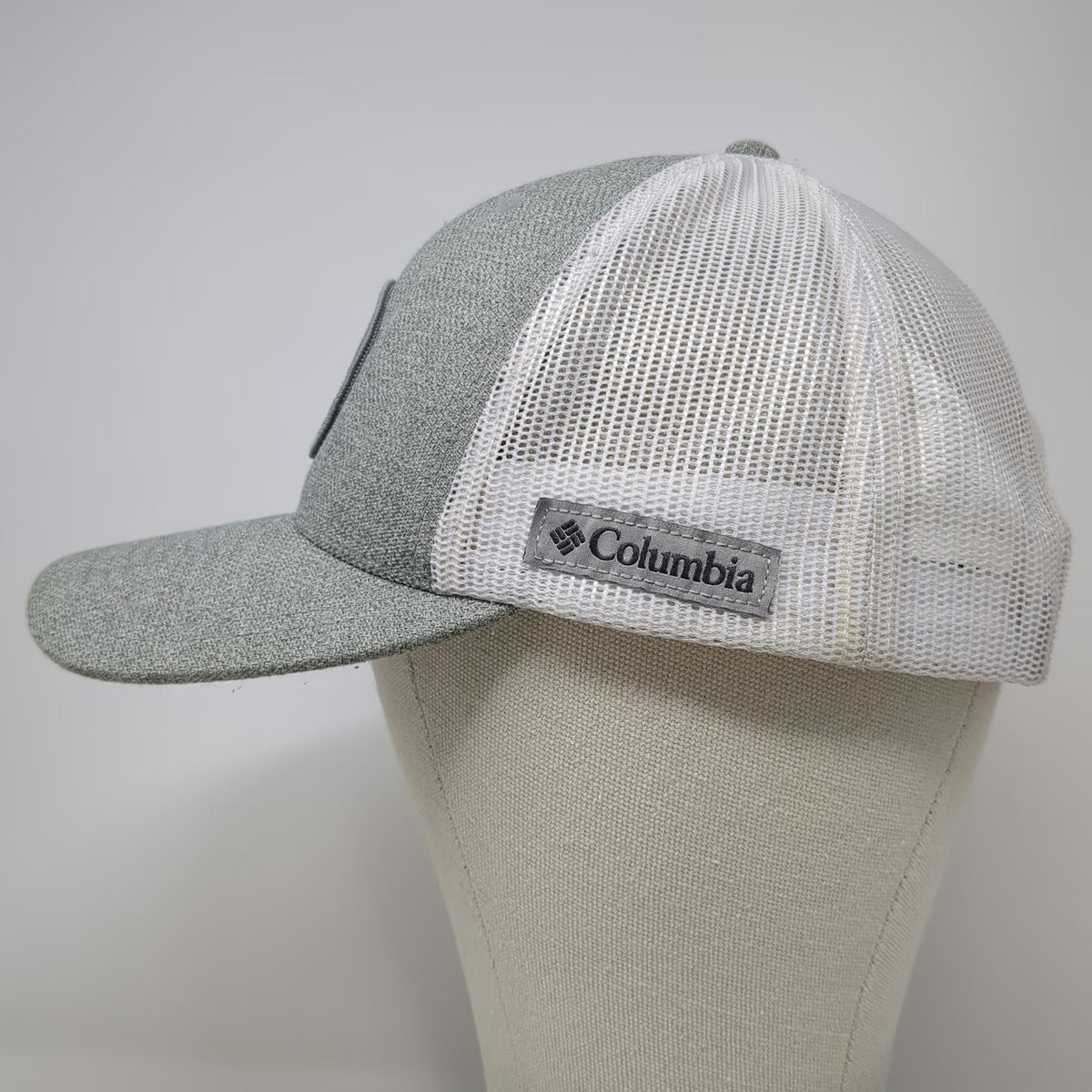 Columbia Trucker Hat Gray One Size Mesh Back Snapback Logo Patch Sportswear