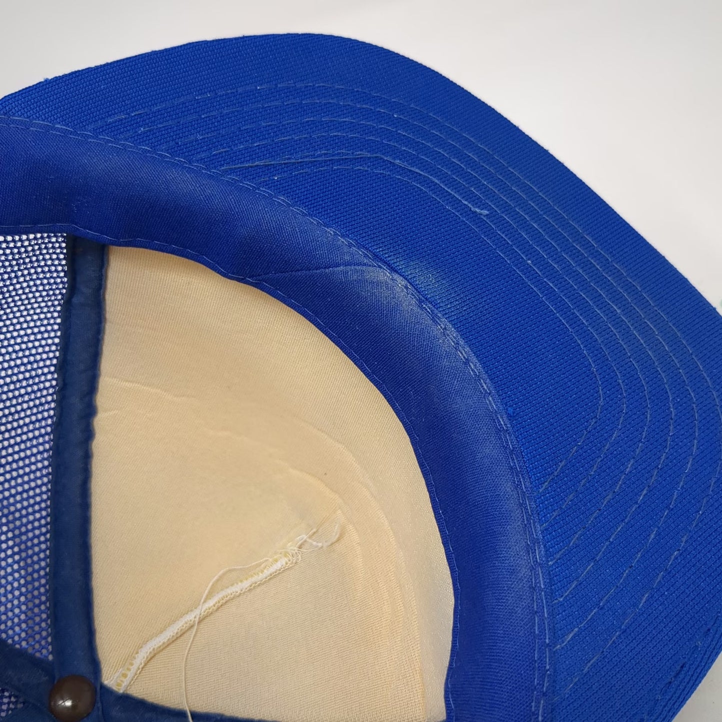 Headliner Trucker Hat Blue White OSFM Mesh Snapback Nulisch Custom Homes Logo