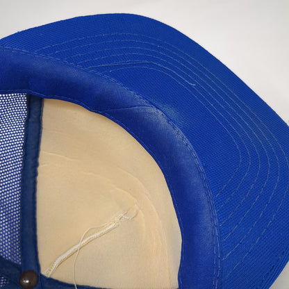 Headliner Trucker Hat Blue White OSFM Mesh Snapback Nulisch Custom Homes Logo