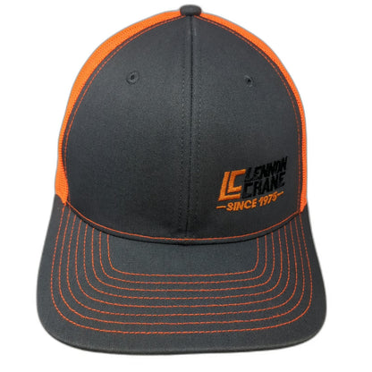 Richardson Trucker Hat Gray Orange OSFM Mesh Back Lennon Crane 1975 Construction