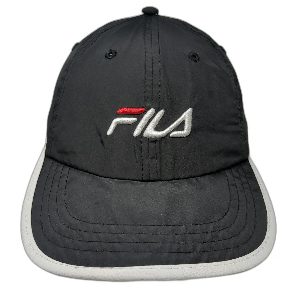 Fila Baseball Cap Black White Red One Size Strapback Polyester Performance Hat