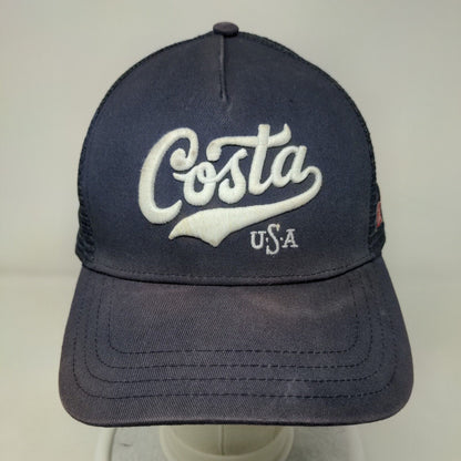 Costa USA Snapback Trucker Hat Blue One Size Embroidered Patriotic Mesh Back