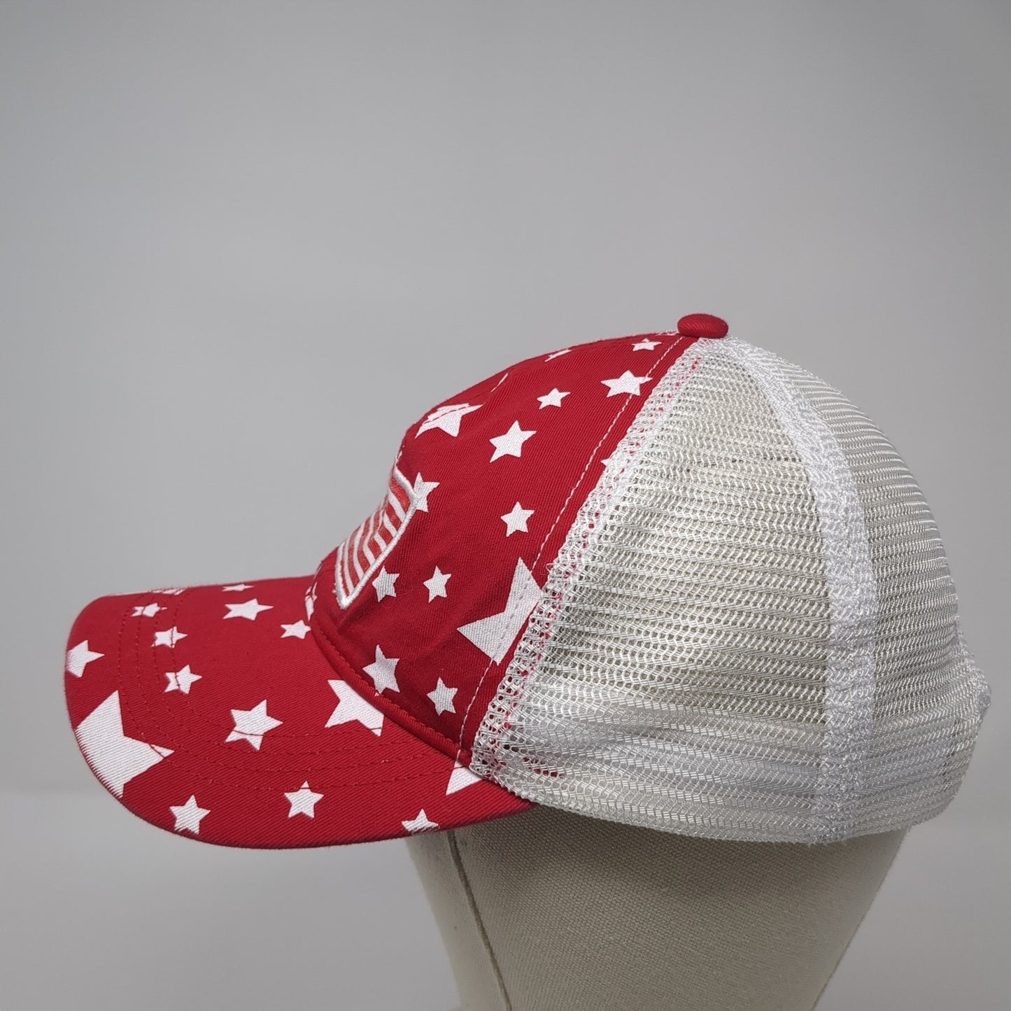 USA Flag Snapback Trucker Hat Red One Size Adjustable Mesh Back Stars & Stripes