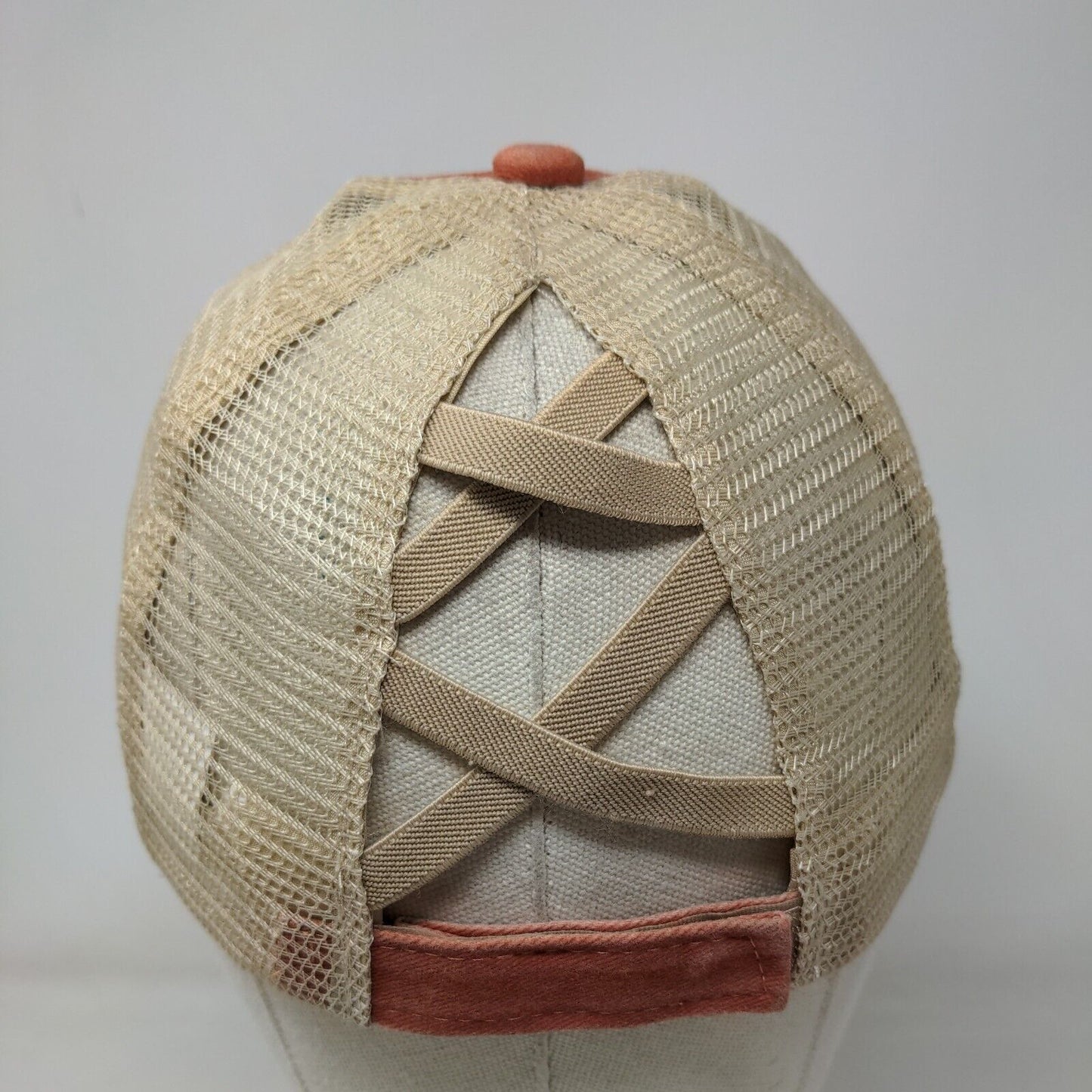 Unbranded Criss Cross Ponytail Trucker Hat Brownish-Orange One Size
