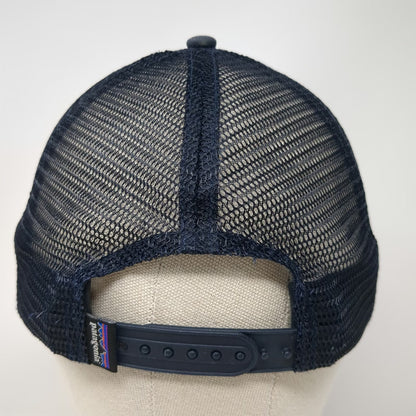Patagonia Trucker Hat Blue One Size Mesh Back Snapback Logo Patch Mountain Peak