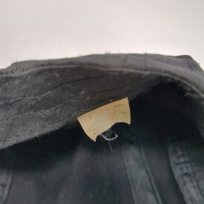 Newsboy Cap Black One Size Side Adjusters Textured Herringbone Flat Driving Hat