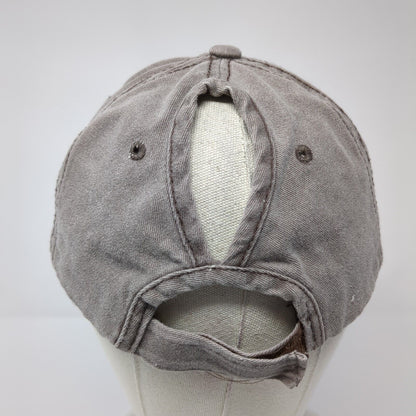 Unbranded Strapback Ponytail Hat Brown One Size Adjustable Solid Blank