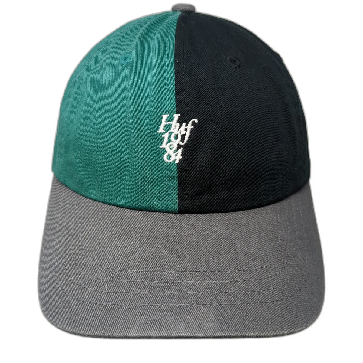 HUF Baseball Cap Green Black Gray One Size 1984 Logo Split Panel Cotton Hat