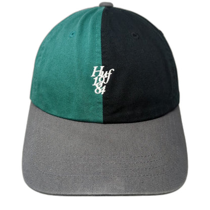 HUF Baseball Cap Green Black Gray One Size 1984 Logo Split Panel Cotton Hat