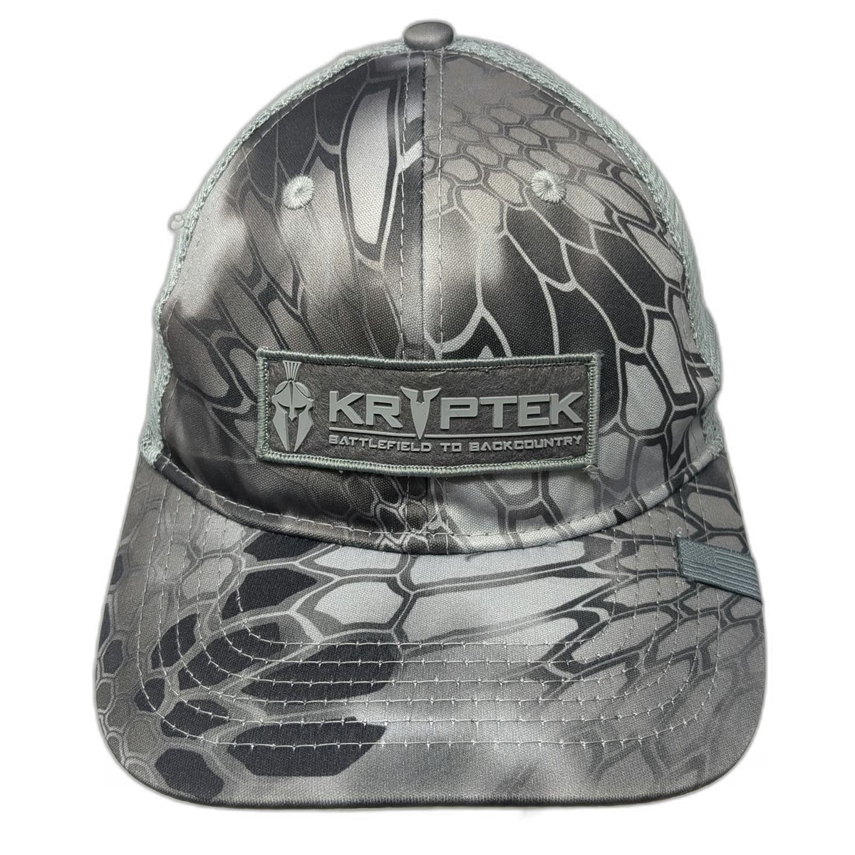 Kryptek Trucker Hat Gray One Size Typhon Camo Patch Mesh Back Snapback Tactical