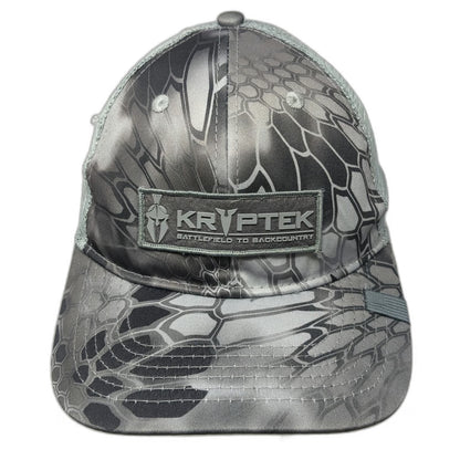 Kryptek Trucker Hat Gray One Size Typhon Camo Patch Mesh Back Snapback Tactical