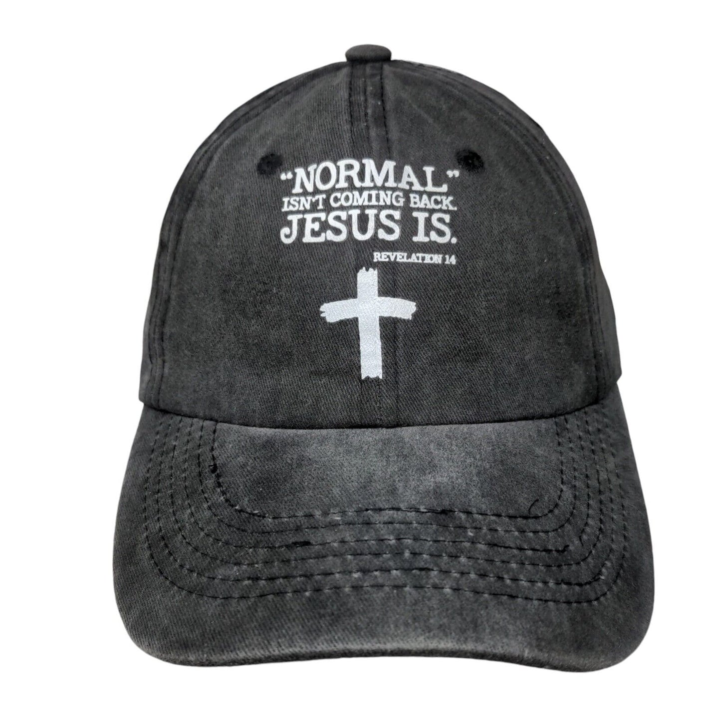 Normal Isn't Coming Back Jesus Is Slideback Hat Gray One Size Adjustable