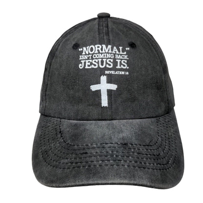 Normal Isn't Coming Back Jesus Is Slideback Hat Gray One Size Adjustable