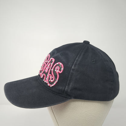 Vegas Rhinestone Strapback Hat Black One Size Adjustable Embroidered