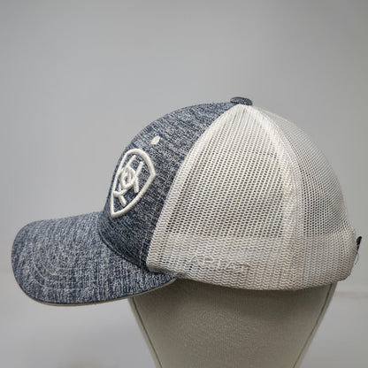 Ariat Trucker Hat Gray White One Size Mesh Back Snapback Heathered Shield Logo