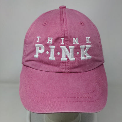 Think Pink Ribbon Slideback Hat Pink One Size Leather Strap Adams