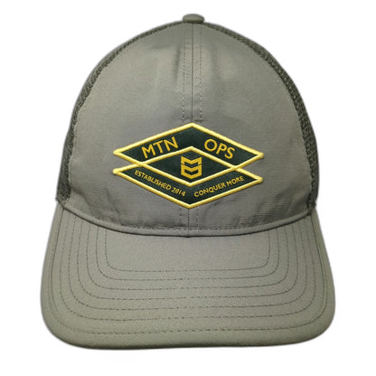 MTN OPS Baseball Cap Green One Size Snapback Mesh Back Hat Conquer More Est 2014