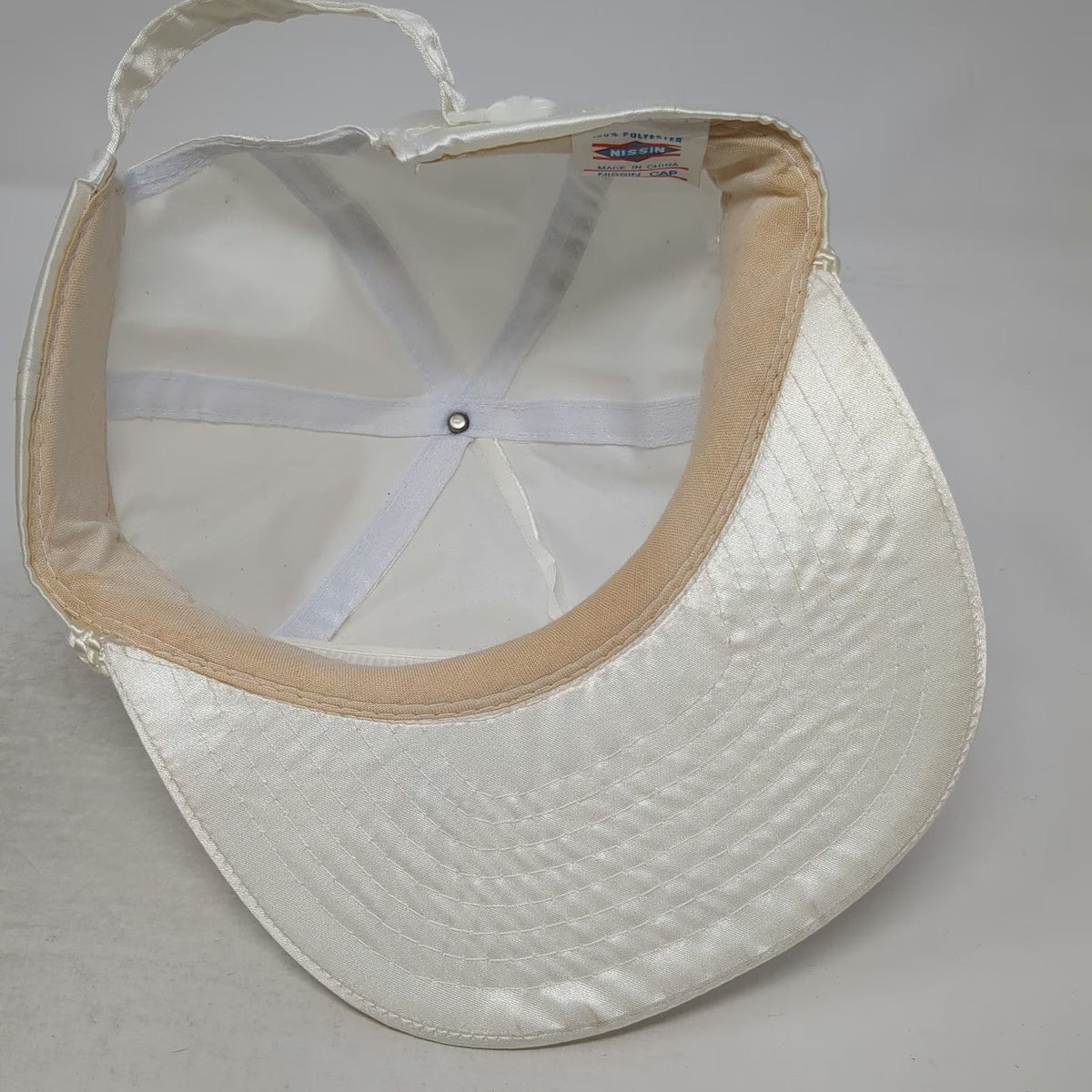 Nissin 5 Panel Hat White One Size Nissan Embroidered Rope Polyester Slideback