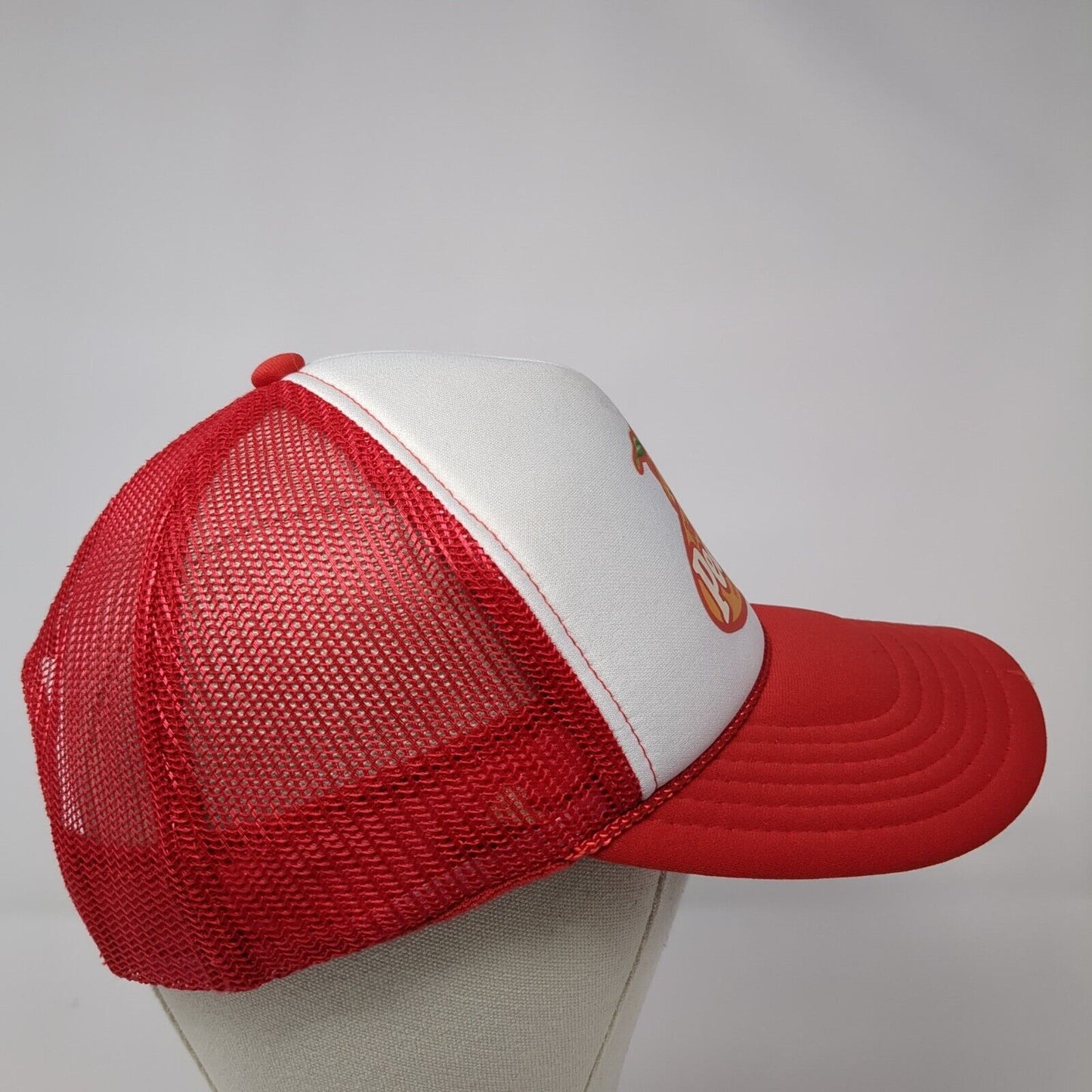 Bieber's Peaches Snapback Rope Trucker Hat Red One Size Mesh Back Otto
